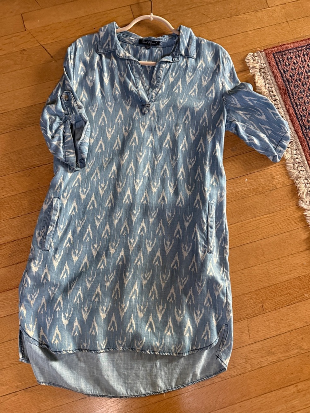 Velvet Heart Blue and White Ikat-Print Tunic